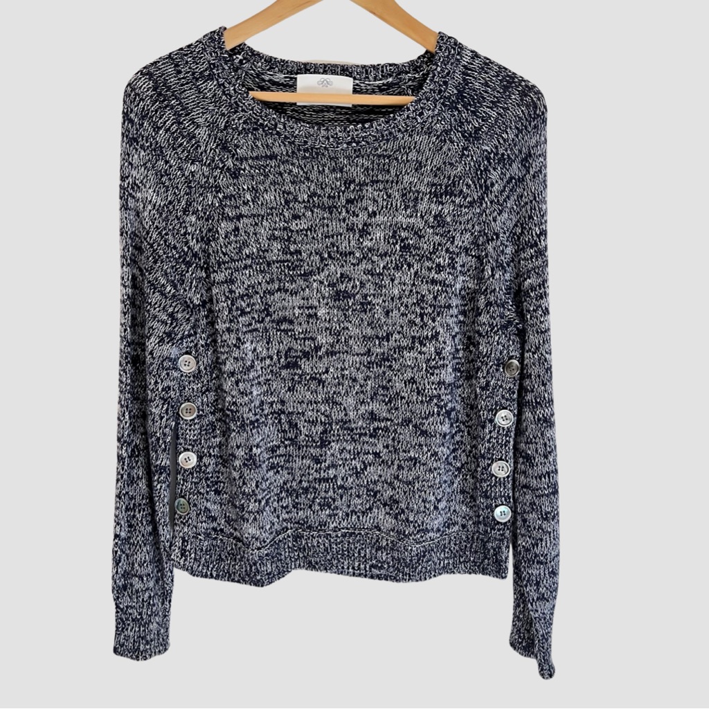 Allude Women's Blue Cotton Knit Pullover Sweater M ($450)